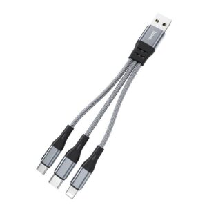 Hoco Καλώδιο Σύνδεσης Harbor 3 Σε 1 USB Σε Micro USB - Lightning - Type C 2.4A Με Braided Καλώδιο 0.25m Γκρι X47 | homidoo.gr