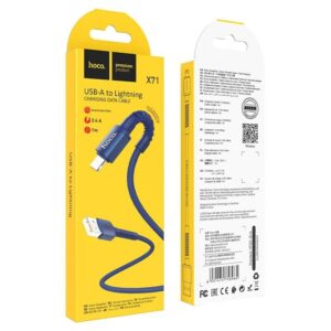 Hoco Καλώδιο Σύνδεσης Especial 2.4Α USB Σε Lightning Με Εύκαμπτο Βύσμα Και Braided Καλώδιο 1m Μπλε X71 - Image 4