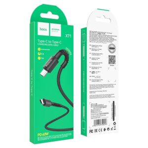 Hoco Καλώδιο Σύνδεσης Especial 60W 3A USB-C Σε USB-C Με Εύκαμπτο Βύσμα Και Braided Καλώδιο 1m Μαύρο X71 - Image 5