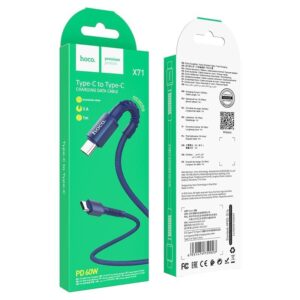 Hoco Καλώδιο Σύνδεσης Especial 60W 3A USB-C Σε USB-C Με Εύκαμπτο Βύσμα Και Braided Καλώδιο 1m Μπλε X71 - Image 4