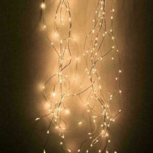 Fos Me Ασύμμετρη Βροχή 200 LED Θερμό Λευκό Σταθερή 500x60-40cm IP44 Ασημί Σύρμα 27-00377 | homidoo.gr