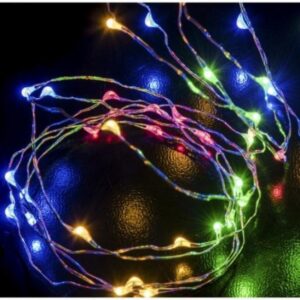 Fos Me Σύρμα Με 30 LED Πολύχρωμο 3m Ασημί Καλώδιο Μπαταρίας 27-00608 | homidoo.gr