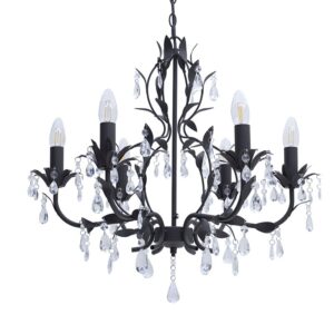 Inart Φωτιστικό Οροφής Εξάφωτο 60x110x60cm Καφέ-Μαύρο 3-10-872-0078 | homidoo.gr