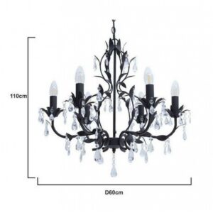 Inart Φωτιστικό Οροφής Εξάφωτο 60x110x60cm Καφέ-Μαύρο 3-10-872-0078 | homidoo.gr