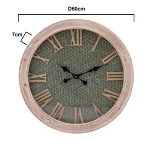Inart Ρολόι Τοίχου Ξύλινο 60x60x7cm Φυσικό Μπεζ-Γκρι 3-20-773-0337 | homidoo.gr