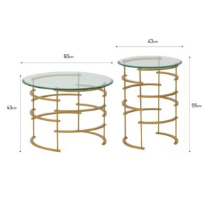 INART S/2 ΤΡΑΠΕΖΙ ΣΑΛΟΝΙΟΥ ΜΕΤΑΛ/ΓΥΑΛ. ΧΡΥΣΟ Φ43X55 / Φ60Χ43 | homidoo.gr