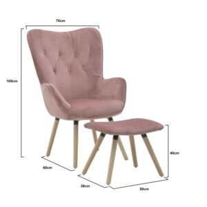 INART S/2 ΠΟΛΥΘΡΟΝΑ ΜΕ ΥΠΟΠΟΔΙΟ ΒΕΛΟΥΔΙΝΗ ΡΟΖ 70X75X103/50/ 50X38X40 | homidoo.gr