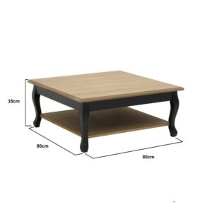 INART ΤΡΑΠΕΖΙ ΞΥΛΙΝΟ NATURAL ΜΕ ΜΑΥΡΑ ΠΟΔΙΑ 80X80X35 | homidoo.gr