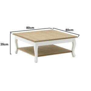 INART ΤΡΑΠΕΖΙ ΞΥΛΙΝΟ NATURAL ΜΕ ΛΕΥΚΑ ΠΟΔΙΑ 80X80X35 | homidoo.gr