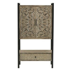 INART ΝΤΟYΛΑΠΙ ΜΕΤΑΛΛΙΚΟ/ΞΥΛΙΝΟ ΜΑΥΡΟ/NATURAL 80X40X150 | homidoo.gr