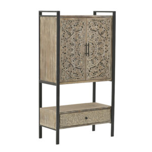 INART ΝΤΟYΛΑΠΙ ΜΕΤΑΛΛΙΚΟ/ΞΥΛΙΝΟ ΜΑΥΡΟ/NATURAL 80X40X150 | homidoo.gr