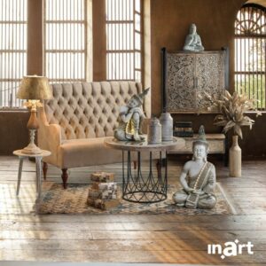 INART ΤΡΑΠΕΖΑΡΙΑ ΜΕΤΑΛΛΙΚΗ/ΞΥΛΙΝΗ ΜΑΥΡΗ/NATURAL Φ80Χ58 | homidoo.gr