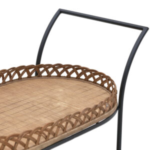 INART ΤΡΟΛΛΕΫ RATTAN/ΜΕΤΑΛΛΙΚΟ NATURAL/ΜΑΥΡΟ 67Χ37Χ88 | homidoo.gr