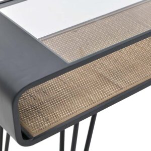 Inart Κονσόλα Μεταλλική-Γυάλινη Αντικέ 120x40x72cm Μαύρο-Φυσικό Μπεζ 3-50-153-0027 - Image 6