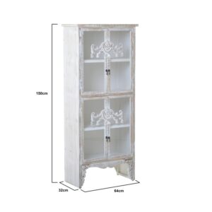 INART ΒΙΤΡΙΝΑ ΞΥΛΙΝΗ ΑΝΤΙΚΕ ΝΑΤURAL/ΛΕΥΚΗ 64Χ32Χ150 | homidoo.gr