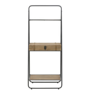 INART ΡΑΦΙΕΡΑ ΜΕΤΑΛΛΙΚΗ/ΞΥΛΙΝΗ ΜΑΥΡΗ/NATURAL 60X45X145 | homidoo.gr