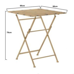 Inart Τραπέζι Πτυσσόμενο Μεταλλικό 60x60x70cm Χρυσαφί 3-50-207-0100 - Image 6