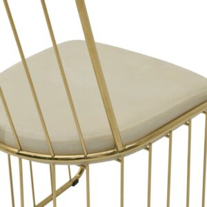 Inart Καρέκλα 2 Τμχ Μεταλλική-Βελούδινη 51x48x82-46cm Χρυσαφί-Μπεζ 3-50-224-0013 - Image 6