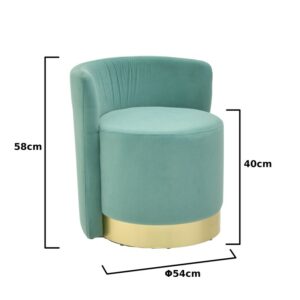 Inart Σκαμπώ Βελούδινο Φ54×58-40cm Πράσινο 3-50-252-0114 - Image 6