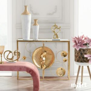 Inart Κονσόλα Μεταλλική-Γυαλί 100x32x76cm Χρυσαφί 3-50-267-0007 - Image 6