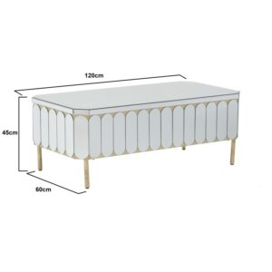 Inart Τραπέζι Σαλονιού Ξύλινο Με Καθρέπτη 120x60x45cm Λευκό-Χρυσό 3-50-280-0018 - Image 6