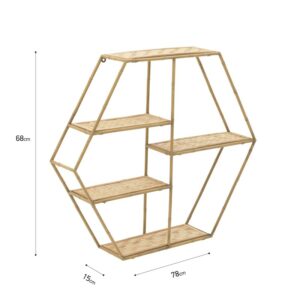 INART ΡΑΦΙΕΡΑ TOIXOY ΞΥΛ/ΜΕΤΑΛ. ΧΡΥΣΗ/NATURAL 78X15X68 | homidoo.gr