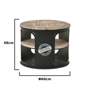 INART ΤΡΑΠΕΖΑΚΙ ΜΕΤΑΛΛΙΚΟ/ΞΥΛΙΝΟ ΜΑΥΡΟ/NATURAL Φ60Χ48 | homidoo.gr