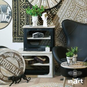 INART S/2 ΤΡΑΠΕΖΑΚΙ ΜΕΤΑΛΛΙΚΟ/ΞΥΛΙΝΟ ΛΕΥΚΟ/NATURAL 70Χ40Χ48 | homidoo.gr