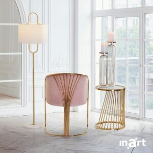 INART S/2 ΤΡΑΠΕΖΑΚΙ ΜΕΤΑΛΛΙΚΟ/ΓΥΑΛΙΝΟ ΧΡΥΣΟ Δ50Χ60 | homidoo.gr