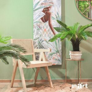 INART ΚΑΡΕΚΛΑ ΞΥΛΙΝΗ/RATTAN NATURAL/ΜΠΕΖ 58X56X87/46 | homidoo.gr