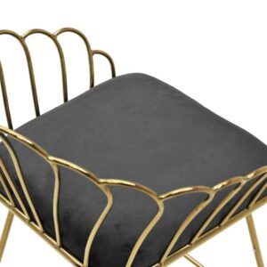 Inart Σκαμπώ Μπαρ 2 Τμχ Μεταλλικό-Βελούδινο 53x48x80-60cm Χρυσαφί-Μαύρο 3-50-688-0026 - Image 6