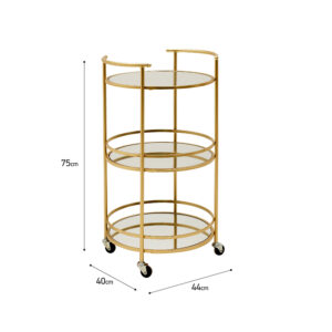 Inart Τρόλεϊ Μεταλλικό Με Καθρέπτη 44x40x75cm Χρυσαφί 3-50-698-0024 - Image 6