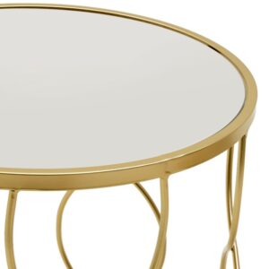 INART S/2 ΤΡΑΠΕΖΑΚΙ ΜΕΤΑΛΛΙΚΟ ΜΕ ΚΑΘΡΕΠΤΗ ΧΡΥΣΟ Φ40Χ55 | homidoo.gr