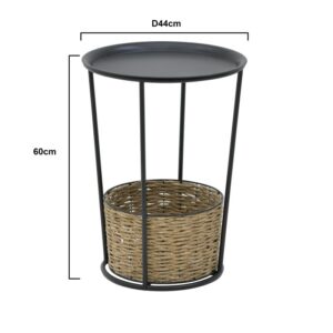 INART ΤΡΑΠΕΖΑΚΙ ΜΕΤΑΛ. ΜΑΥΡΟ/NATURAL Φ44Χ60 | homidoo.gr