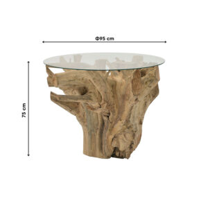 INART ΤΡΑΠΕΖΑΡΙΑ ΑΠΌ ΜΑΣΙΦ ΞΥΛΟ/ΓΥΑΛΙ NATURAL Φ90Χ75 | homidoo.gr