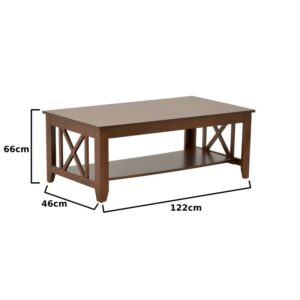Inart Τραπέζι Σαλονιού Ξύλινο 122x66x46cm Καρυδί 3-50-767-0001 - Image 6