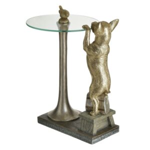INART ΤΡΑΠΕΖΑΚΙ ΒΟΗΘΗΤΙΚΟ ΣΚΥΛΑΚΙ RESIN/ΓΥΑΛΙΝΟ ΧΡΥΣΟ/ΔΙΑΦΑΝΟ 38Χ29Χ48 | homidoo.gr