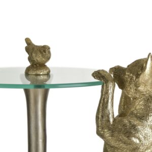 INART ΤΡΑΠΕΖΑΚΙ ΒΟΗΘΗΤΙΚΟ ΣΚΥΛΑΚΙ RESIN/ΓΥΑΛΙΝΟ ΧΡΥΣΟ/ΔΙΑΦΑΝΟ 38Χ29Χ48 | homidoo.gr