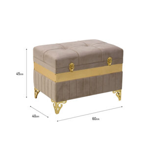 Inart Σκαμπώ Μεταλλικό-Υφασμάτινο 60x40x45cm Κρεμ-Χρυσαφί 3-50-838-0047 - Image 6