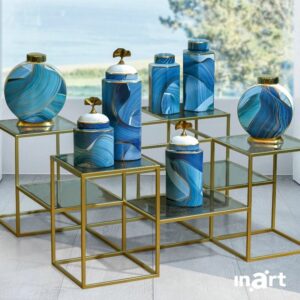 Inart Τραπέζι Σαλονιού Μεταλλικό-Γυάλινο 100x100x43cm Χρυσό-Μαύρο 3-50-954-0094 - Image 6
