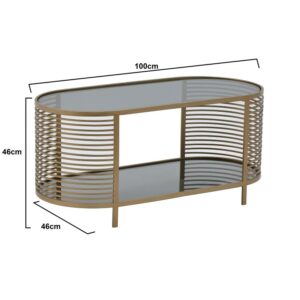 Inart Τραπέζι Σαλονιού Μεταλλικό-Γυάλινο 100x46x46cm Χρυσό-Μαύρο 3-50-954-0095 - Image 6