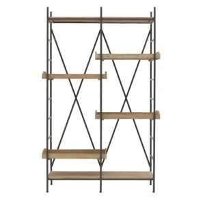 INART ΡΑΦΙΕΡΑ ΜΕΤΑΛ/ΞΥΛ. ΑΝΤΙΚΕ ΜΑΥΡΟ/NATURAL 110X40X170 | homidoo.gr