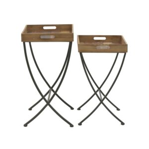 INART S/2 ΔΙΣΚΟΤΡΑΠΕΖΟ ΞΥΛ/ΜΕΤΑΛ. ΑΝΤΙΚΕ ΜΑΥΡΟ/NATURAL 62Χ42Χ77 | homidoo.gr