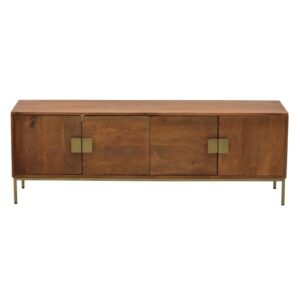 INART ΕΠΙΠΛΟ TV ΞΥΛΙΝΟ/ΜΕΤΑΛ. NATURAL/ΧΡΥΣΟ 145X40X50 | homidoo.gr
