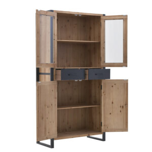 INART ΒΙΤΡΙΝΑ ΞΥΛΙΝΗ/ΜΕΤΑΛΛΙΚΗ NATURAL/ΜΑΥΡΗ  90X40X180 | homidoo.gr