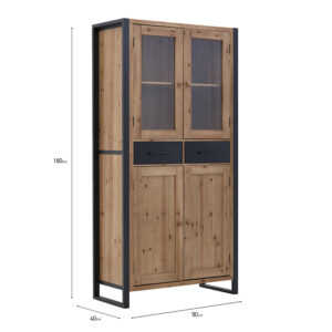 INART ΒΙΤΡΙΝΑ ΞΥΛΙΝΗ/ΜΕΤΑΛΛΙΚΗ NATURAL/ΜΑΥΡΗ  90X40X180 | homidoo.gr