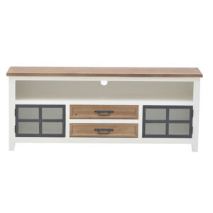 INART ΕΠΙΠΛΟ TV ΞΥΛΙΝΟ/ΓΥΑΛΙΝΟ NATURAL/ΛΕΥΚΟ 135Χ34Χ55 | homidoo.gr