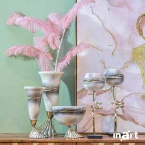 INART ΜΠΩΛ ΜΕ ΠΟΔΙ ΓΥΑΛΙΝΟ/ΑΛΟΥΜΙΝΙΟΥ ΓΚΡΙ/ΧΡΥΣΟ Φ24Χ22 | homidoo.gr