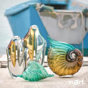 INART ΒΑΖΟ ΓΥΑΛΙΝΟ ΜΕΛΙ/ΓΚΡΙ 16Χ7Χ25 | homidoo.gr