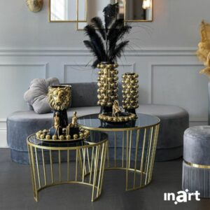 INART ΒΑΖΟ ΚΕΡΑΜΙΚΟ ΜΑΥΡΟ/ΧΡΥΣΟ Φ20X45 | homidoo.gr